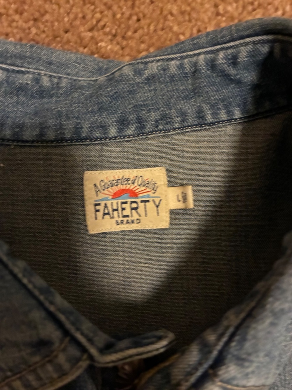 Faherty The Western Shirt Denim Mens large - Picture 2 of 7